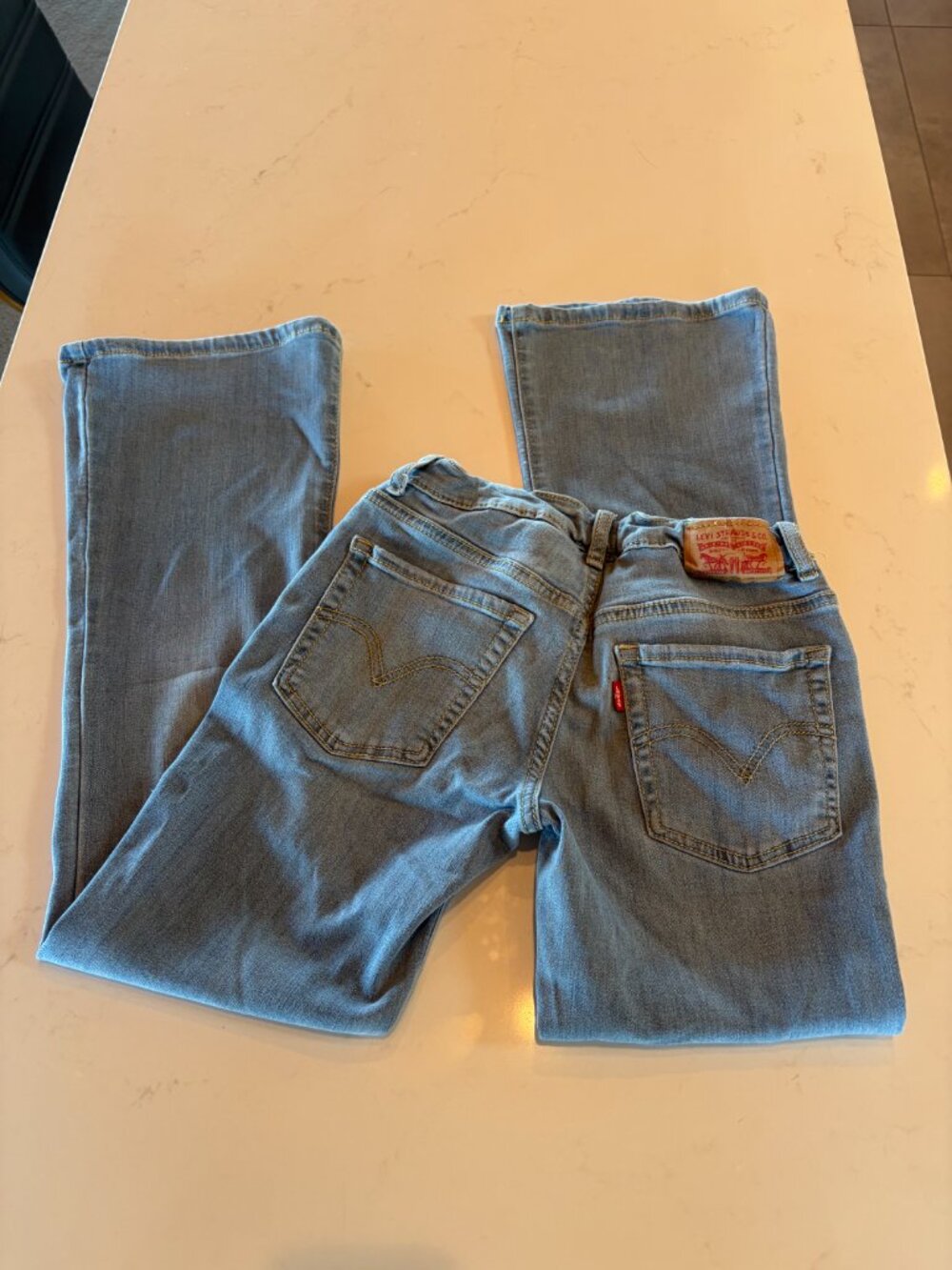 Levi’s Girls Flare Jeans Size 12 Light Wash Adjustable Waist